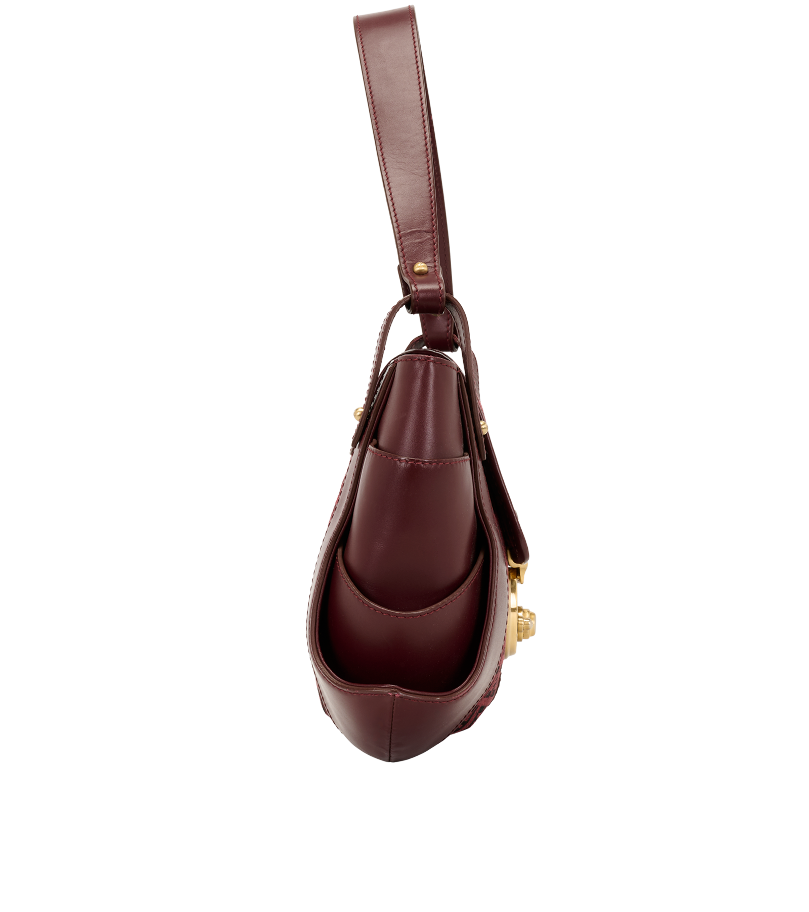 Tuc Hobo, &pound;350, Handbags, Burgundy, Canvas/Leather, Side view